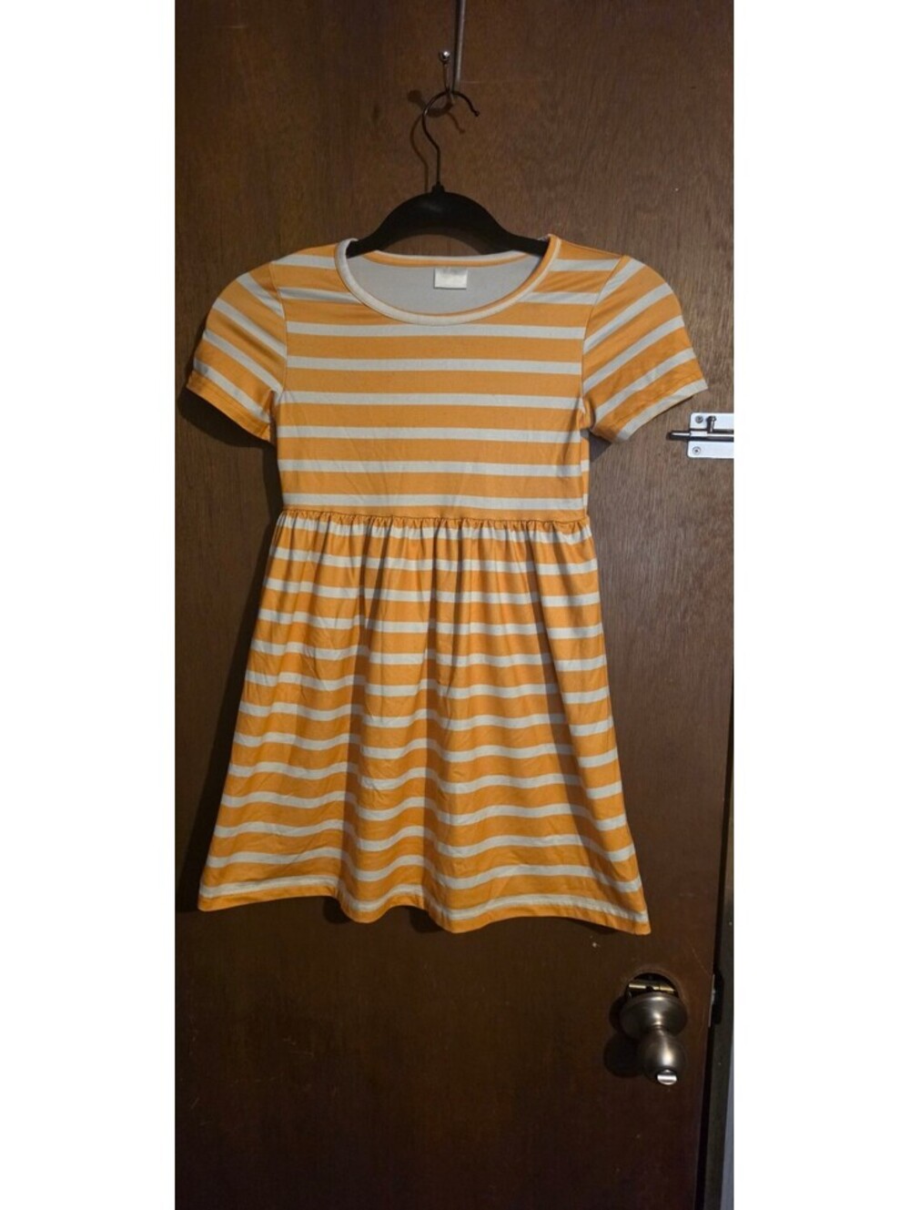 Girls Yellow and White Striped Dress Size 6-7 Years